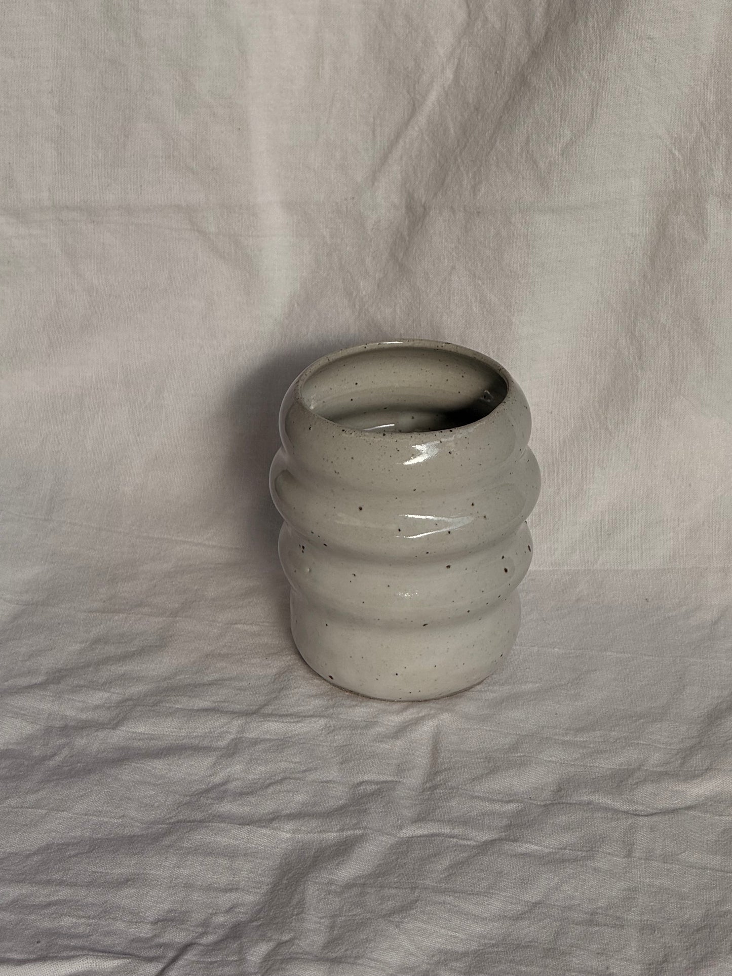 speckled white bubble mugs
